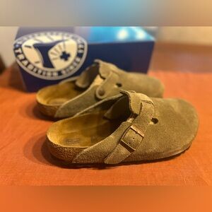 Birkenstock Boston Soft Footbed- Taupe Suede - Size 39 Med